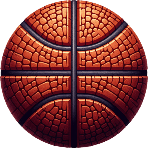 Basketball.
Single Game Texture. In-Game asset. 2d. Blank background. High contrast. No shadows.