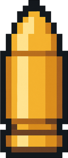 Bullet facing down and top Down 2d pixilated.
In-Game asset.  2d.  High contrast.  No shadows