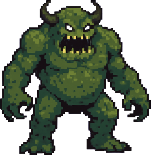 monster giant, pixel art, no background.
In-Game asset.  2d.  High contrast.  No shadows