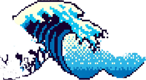 water waves, 8bit.
Single Game Texture.  In-Game asset.  2d.  Blank background.  High contrast.  No shadows