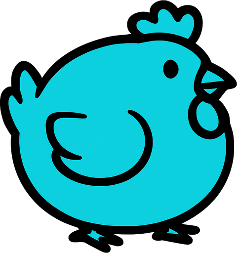 cyan chicken ball.
In-Game asset.  2d.  High contrast.  No shadows