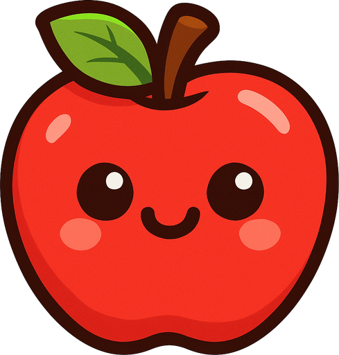Apple with cute face.
In-Game asset.  2d.  High contrast.  No shadows