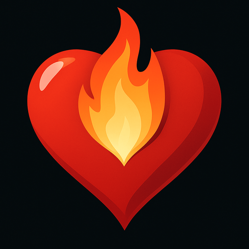 Just the heart from this picture with a flame in the cent t of it.