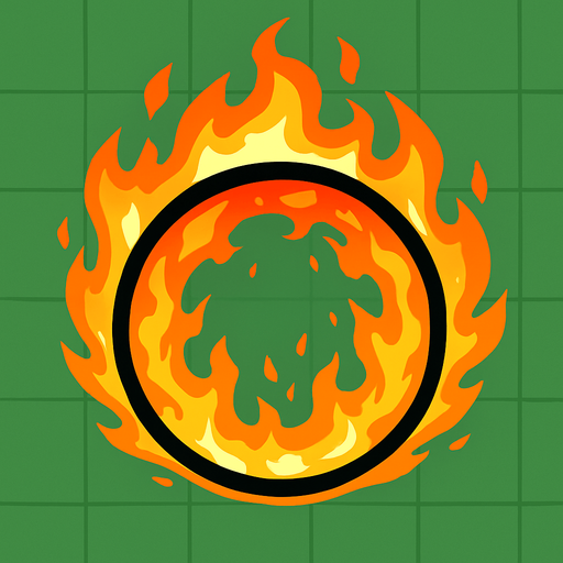 A 2D circular burning effect in Survivor.io style made by HABBY PTE. LTD. (not only the surroundings but also the inside burns)
In-Game asset.  2d.  High contrast.  No shadows