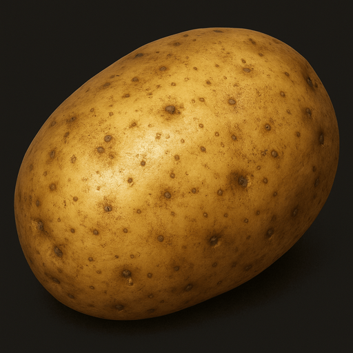 ultra realistic potato.
In-Game asset.  2d.  High contrast.  No shadows