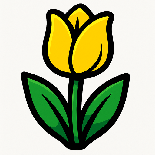 Yellow Tulip.
In-Game asset.  2d.  High contrast.  No shadows