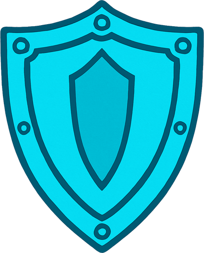 Cyan
 shield.
In-Game asset.  2d.  High contrast.  No shadows
