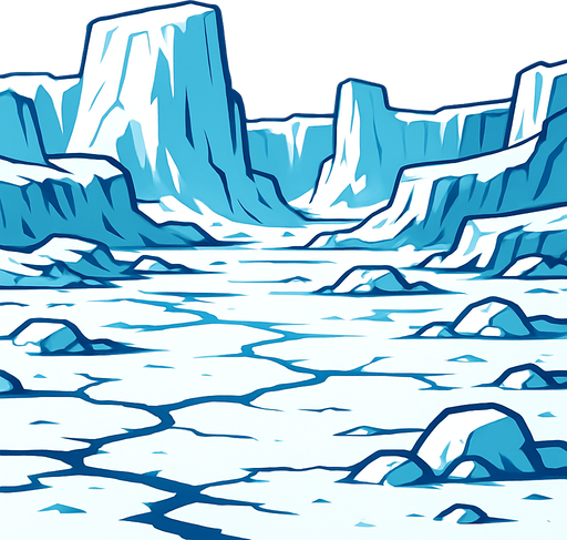 Gigantic ice tundra.
In-Game asset.  2d.  High contrast.  No shadows