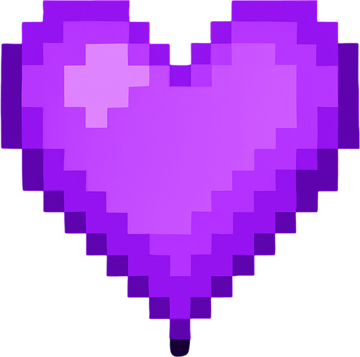 pixel-art purple heart.
In-Game asset.  2d.  High contrast.  No shadows