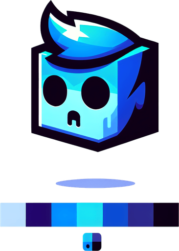 Perfectly square bright cobalt blue necromant head with cute happy face. Cartoon style. spooky art style. Simple vector style. No Shadows Single Game Texture. In-Game asset. 2d. Blank background. High contrast. No shadows.