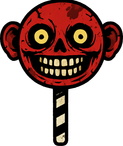 animatronic lollypop scary.
In-Game asset.  2d.  High contrast.  No shadows