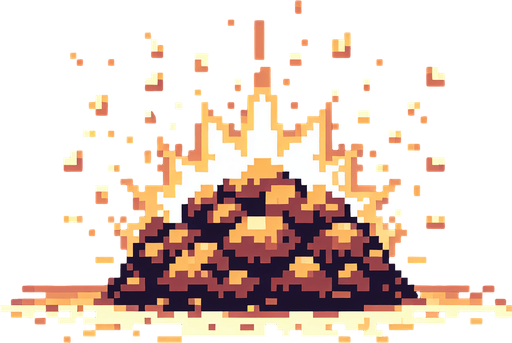 Single Game Texture. In-Game asset. 2d. Blank background. High contrast. No shadows. Pixel art in a SNES style that looks like something from castlevania. A ground explosion effect like something is coming out of the ground