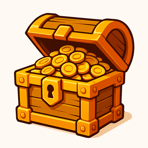 altın sandıgı.
In-Game asset.  2d.  High contrast.  No shadows