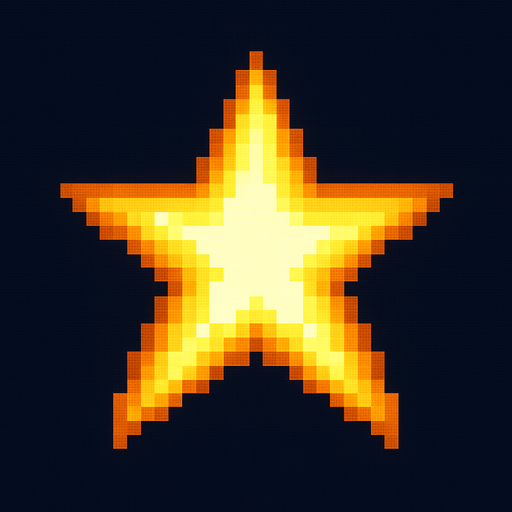 2d pixel art high quality yellow glowing one big star
In-Game asset.  2d.  High contrast.  No shadows