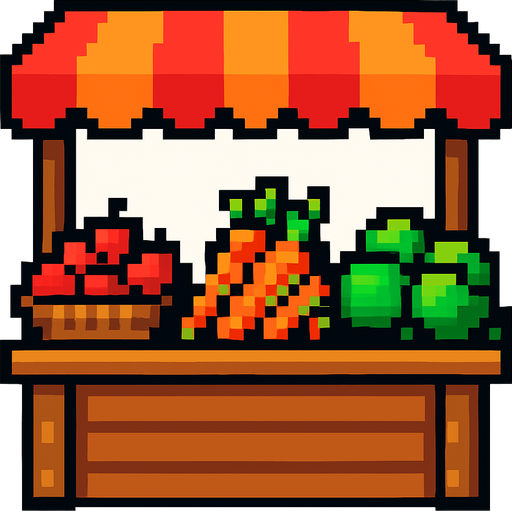 Market pixel.
In-Game asset.  2d.  High contrast.  No shadows