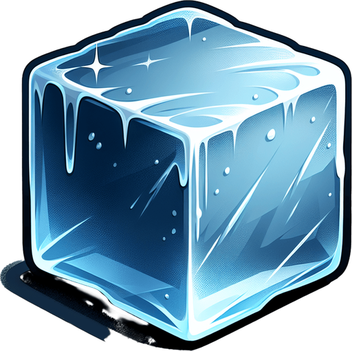 An ice cube.
Single Game Texture. In-Game asset. 2d. Blank background. High contrast. No shadows.