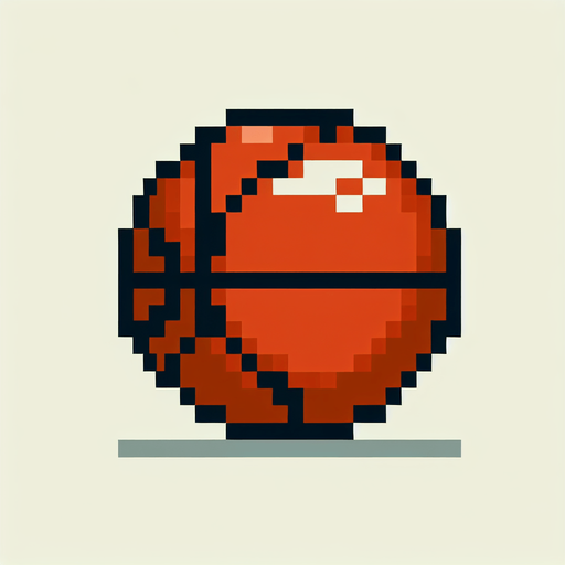 Singular basketball. 8-bit art style..
Single Game Texture. In-Game asset. 2d. Blank background. High contrast. No shadows.