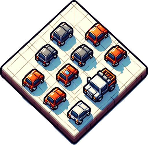 Квадратные модельки машин, мальтяшная, вид сверху.
Single Game Texture. In-Game asset. 2d. Blank background. High contrast. No shadows.