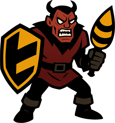 kalkanlı yaban arası kötü adam.
In-Game asset.  2d.  High contrast.  No shadows