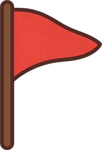 Kırmızı renkli bayrak. No background. Transparent background. Blank background. No shadows. 2d. In-Game asset. flat