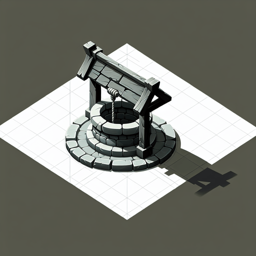 A well in a RTS fantasy style Single Game Texture. In-Game asset. 2d. Blank background. High contrast. No shadows.
