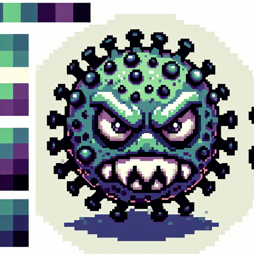 a sprite of a virus monster.
a 2d sprite of a virus monster