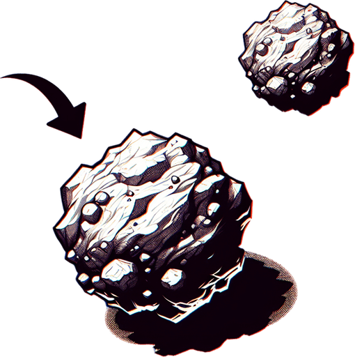 Asteroid.
Single Game Texture.  In-Game asset.  2d.  Blank background.  High contrast.  No shadows