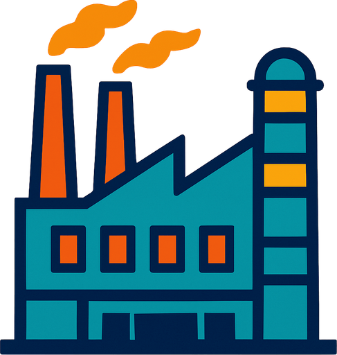 Factory.
In-Game asset.  2d.  High contrast.  No shadows