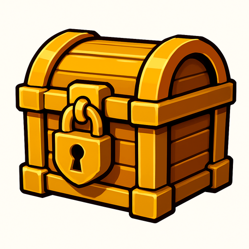 altın sandıgı.
In-Game asset.  2d.  High contrast.  No shadows