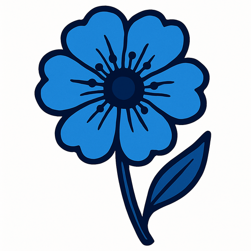 Blue flower with stem.
In-Game asset.  2d.  High contrast.  No shadows