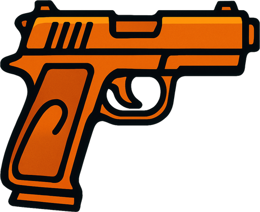 gun.
In-Game asset.  2d.  High contrast.  No shadows