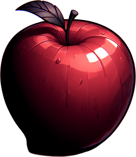 An apple in a rts style Single Game Texture. In-Game asset. 2d. Blank background. High contrast. No shadows.