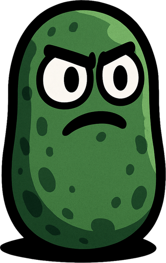 2d pickle like brotato character with no legs and no arms.
In-Game asset.  2d.  High contrast. brotato