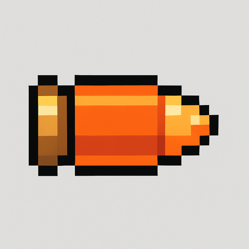 Bullet pixel.
In-Game asset.  2d.  High contrast.  No shadows