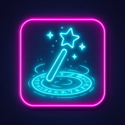 Neon cyberpunk button icon magic spell effect 3d hologram