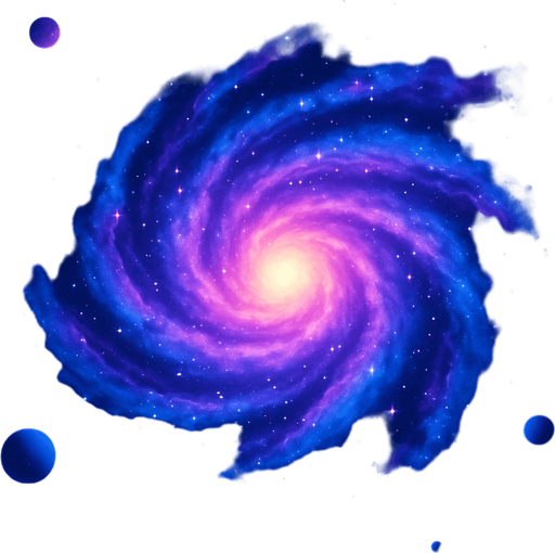 A stunning 2D top-down galaxy for a space-themed game background, featuring a massive spiral galaxy with swirling arms in vibrant shades of blue, purple, and pink, a bright glowing core, scattered star clusters, distant nebulae, and a few small planets orbiting around. The galaxy should feel colorful, mysterious, and vast, with soft glowing effects and high contrast for a sci-fi aesthetic. Style: digital art, seamless background, suitable for looping game parallax layers..
In-Game asset.  2d.  High contrast.  No shadows