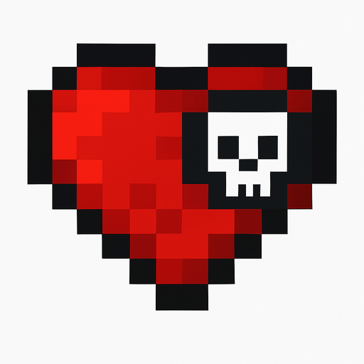 Minecraf hardcore heart.
In-Game asset.  2d.  High contrast.  No shadows