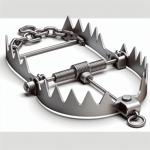 Bear trap.
Single Game Texture.  In-Game asset.  2d.  Blank background.  High contrast.  No shadows