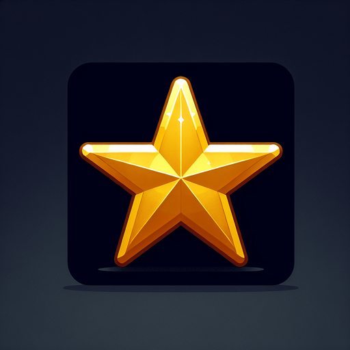 A golden star..
Single Game Texture. In-Game asset. 2d. Blank background. High contrast. No shadows.