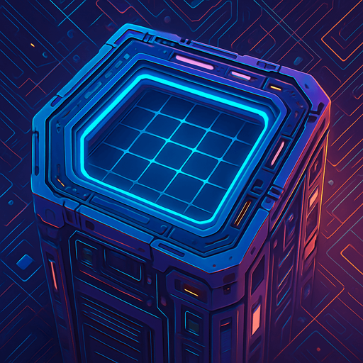 Pack top square of tower facing the screen to use it as a grid. future. seen from above. HD colors.