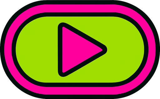 Boton de play de color verde y rosa.
In-Game asset.  2d.  High contrast.  No shadows