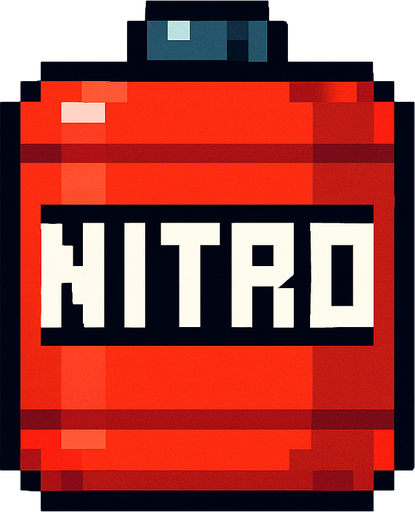 pixel art nitro.
In-Game asset.  2d.  High contrast.  No shadows