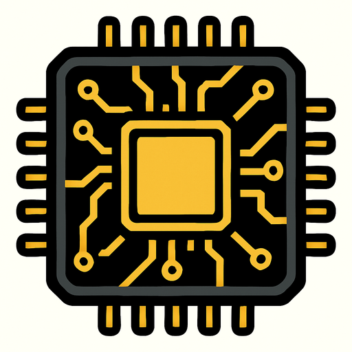 computer chip.
In-Game asset.  2d.  High contrast.  No shadows
