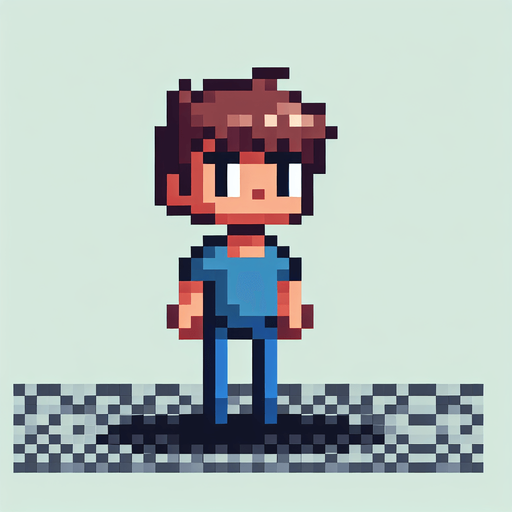 Make an 8 bit boy.
Single Game Texture.  In-Game asset.  2d.  Blank background.  High contrast.  No shadows