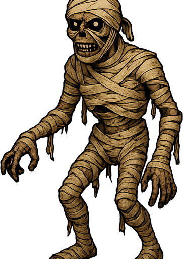 Momia realista en 2D.
In-Game asset.  2d.  High contrast.  No shadows