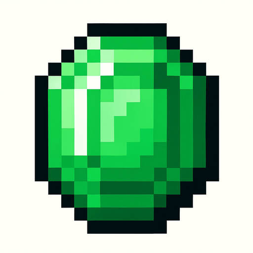 geerame una esmeralda pixelar.
In-Game asset.  2d.  High contrast.  No shadows