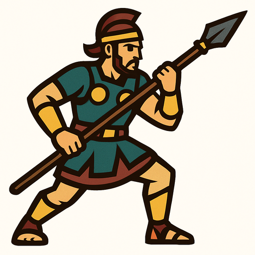 לוחם חנית.
In-Game asset.  2d.  High contrast.  No shadows