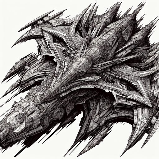 An evil alien spaceship big.
Single Game Texture.  In-Game asset.  2d.  Blank background.  High contrast.  No shadows