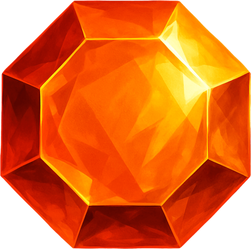 make a orange gem realistic.
In-Game asset.  2d.  High contrast.  No shadows