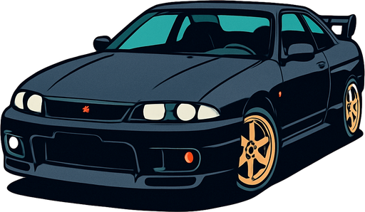 a nissan skyline gtr33.
In-Game asset.  2d.  High contrast.  No shadows